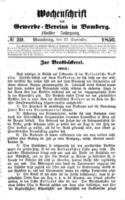 Wochenschrift des Gewerbe-Vereins Bamberg Samstag 27. September 1856