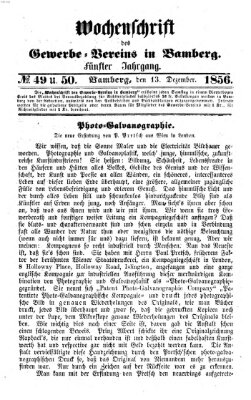 Wochenschrift des Gewerbe-Vereins Bamberg Samstag 13. Dezember 1856