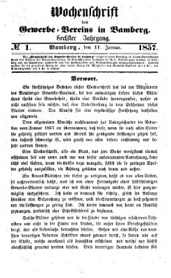 Wochenschrift des Gewerbe-Vereins Bamberg Sonntag 11. Januar 1857