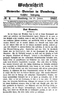 Wochenschrift des Gewerbe-Vereins Bamberg Sonntag 18. Januar 1857