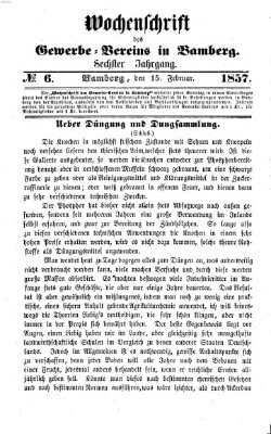 Wochenschrift des Gewerbe-Vereins Bamberg Sonntag 15. Februar 1857