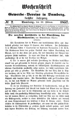 Wochenschrift des Gewerbe-Vereins Bamberg Sonntag 22. Februar 1857