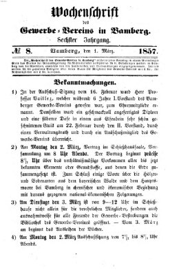 Wochenschrift des Gewerbe-Vereins Bamberg Sonntag 1. März 1857