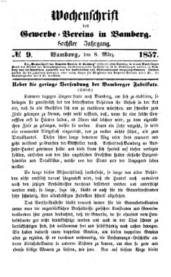 Wochenschrift des Gewerbe-Vereins Bamberg Sonntag 8. März 1857