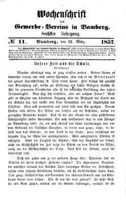 Wochenschrift des Gewerbe-Vereins Bamberg Sonntag 22. März 1857