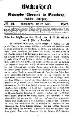 Wochenschrift des Gewerbe-Vereins Bamberg Sonntag 29. März 1857