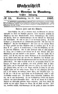 Wochenschrift des Gewerbe-Vereins Bamberg Sonntag 19. April 1857