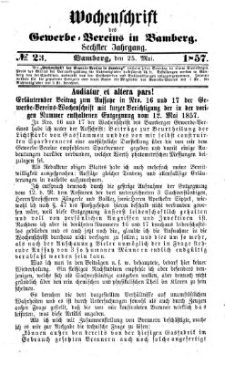 Wochenschrift des Gewerbe-Vereins Bamberg Montag 25. Mai 1857