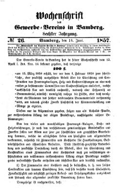 Wochenschrift des Gewerbe-Vereins Bamberg Sonntag 14. Juni 1857