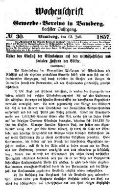 Wochenschrift des Gewerbe-Vereins Bamberg Sonntag 12. Juli 1857