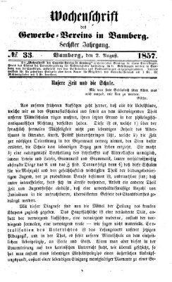 Wochenschrift des Gewerbe-Vereins Bamberg Sonntag 2. August 1857