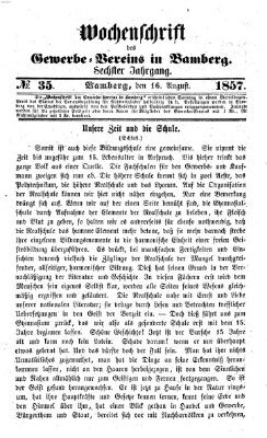 Wochenschrift des Gewerbe-Vereins Bamberg Sonntag 16. August 1857