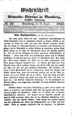 Wochenschrift des Gewerbe-Vereins Bamberg Sonntag 30. August 1857