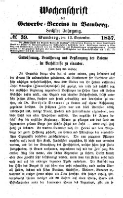 Wochenschrift des Gewerbe-Vereins Bamberg Sonntag 13. September 1857