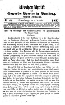 Wochenschrift des Gewerbe-Vereins Bamberg Sonntag 4. Oktober 1857