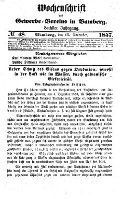 Wochenschrift des Gewerbe-Vereins Bamberg Sonntag 15. November 1857