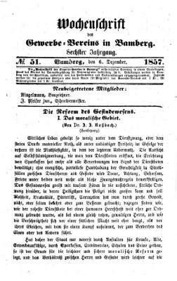 Wochenschrift des Gewerbe-Vereins Bamberg Sonntag 6. Dezember 1857