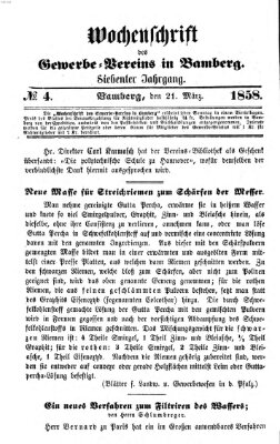 Wochenschrift des Gewerbe-Vereins Bamberg Sonntag 21. März 1858