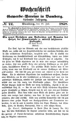 Wochenschrift des Gewerbe-Vereins Bamberg Sonntag 18. Juli 1858