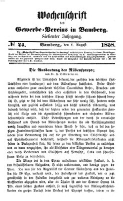 Wochenschrift des Gewerbe-Vereins Bamberg Sonntag 1. August 1858