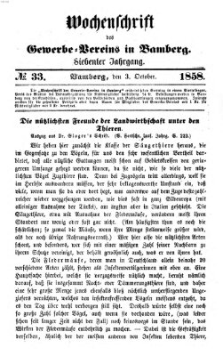 Wochenschrift des Gewerbe-Vereins Bamberg Sonntag 3. Oktober 1858