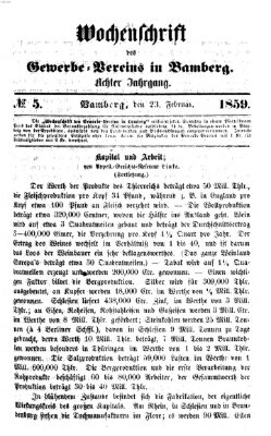 Wochenschrift des Gewerbe-Vereins Bamberg Mittwoch 23. Februar 1859