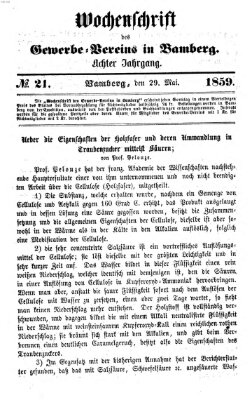 Wochenschrift des Gewerbe-Vereins Bamberg Sonntag 29. Mai 1859