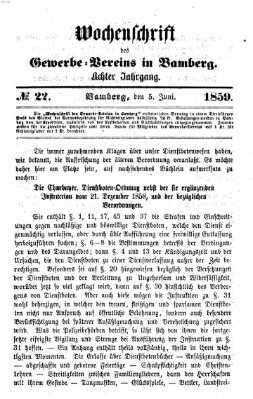 Wochenschrift des Gewerbe-Vereins Bamberg Sonntag 5. Juni 1859