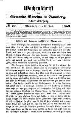 Wochenschrift des Gewerbe-Vereins Bamberg Sonntag 12. Juni 1859