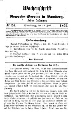 Wochenschrift des Gewerbe-Vereins Bamberg Sonntag 19. Juni 1859