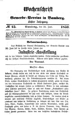 Wochenschrift des Gewerbe-Vereins Bamberg Sonntag 26. Juni 1859