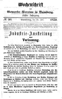 Wochenschrift des Gewerbe-Vereins Bamberg Sonntag 31. Juli 1859