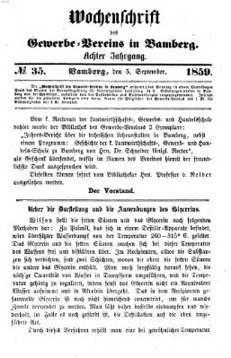 Wochenschrift des Gewerbe-Vereins Bamberg Montag 5. September 1859