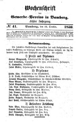 Wochenschrift des Gewerbe-Vereins Bamberg Sonntag 16. Oktober 1859