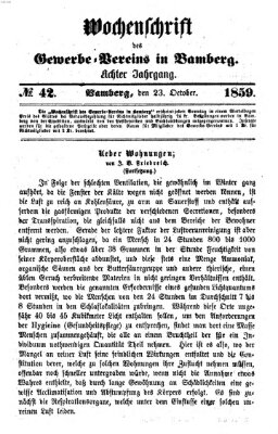 Wochenschrift des Gewerbe-Vereins Bamberg Sonntag 23. Oktober 1859