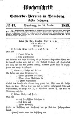 Wochenschrift des Gewerbe-Vereins Bamberg Sonntag 30. Oktober 1859