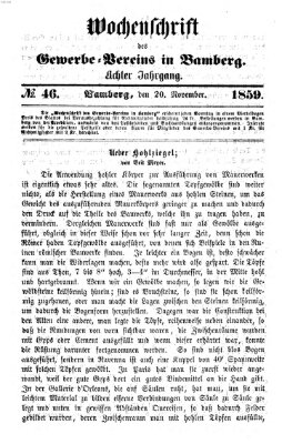 Wochenschrift des Gewerbe-Vereins Bamberg Sonntag 20. November 1859