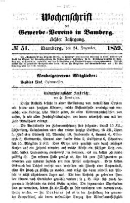 Wochenschrift des Gewerbe-Vereins Bamberg Samstag 24. Dezember 1859