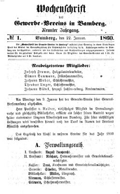 Wochenschrift des Gewerbe-Vereins Bamberg Sonntag 22. Januar 1860