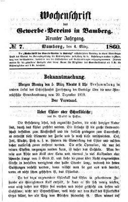 Wochenschrift des Gewerbe-Vereins Bamberg Sonntag 4. März 1860