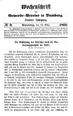 Wochenschrift des Gewerbe-Vereins Bamberg Sonntag 18. März 1860