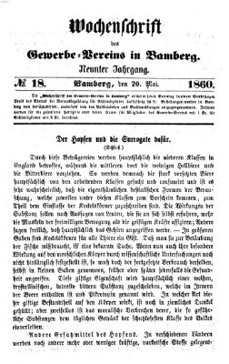 Wochenschrift des Gewerbe-Vereins Bamberg Sonntag 20. Mai 1860