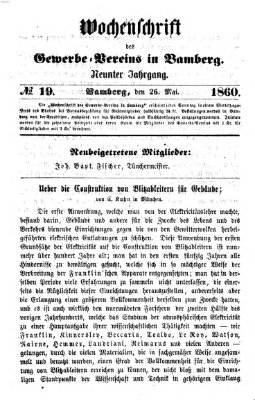 Wochenschrift des Gewerbe-Vereins Bamberg Samstag 26. Mai 1860