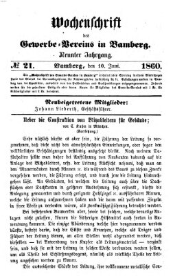 Wochenschrift des Gewerbe-Vereins Bamberg Sonntag 10. Juni 1860