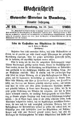 Wochenschrift des Gewerbe-Vereins Bamberg Sonntag 24. Juni 1860