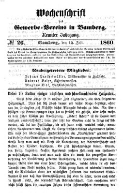 Wochenschrift des Gewerbe-Vereins Bamberg Sonntag 15. Juli 1860