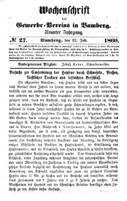 Wochenschrift des Gewerbe-Vereins Bamberg Sonntag 22. Juli 1860