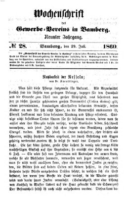 Wochenschrift des Gewerbe-Vereins Bamberg Sonntag 29. Juli 1860