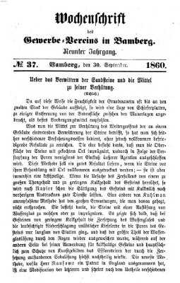 Wochenschrift des Gewerbe-Vereins Bamberg Sonntag 30. September 1860