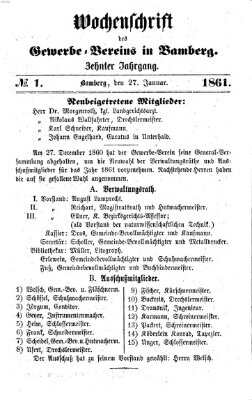 Wochenschrift des Gewerbe-Vereins Bamberg Sonntag 27. Januar 1861